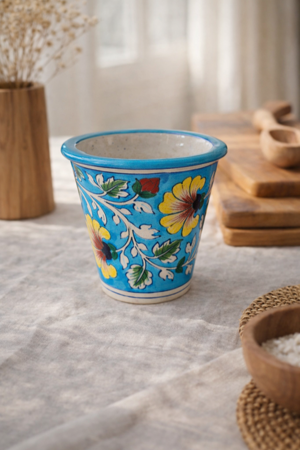 Handcrafted Blue Pottery Planter