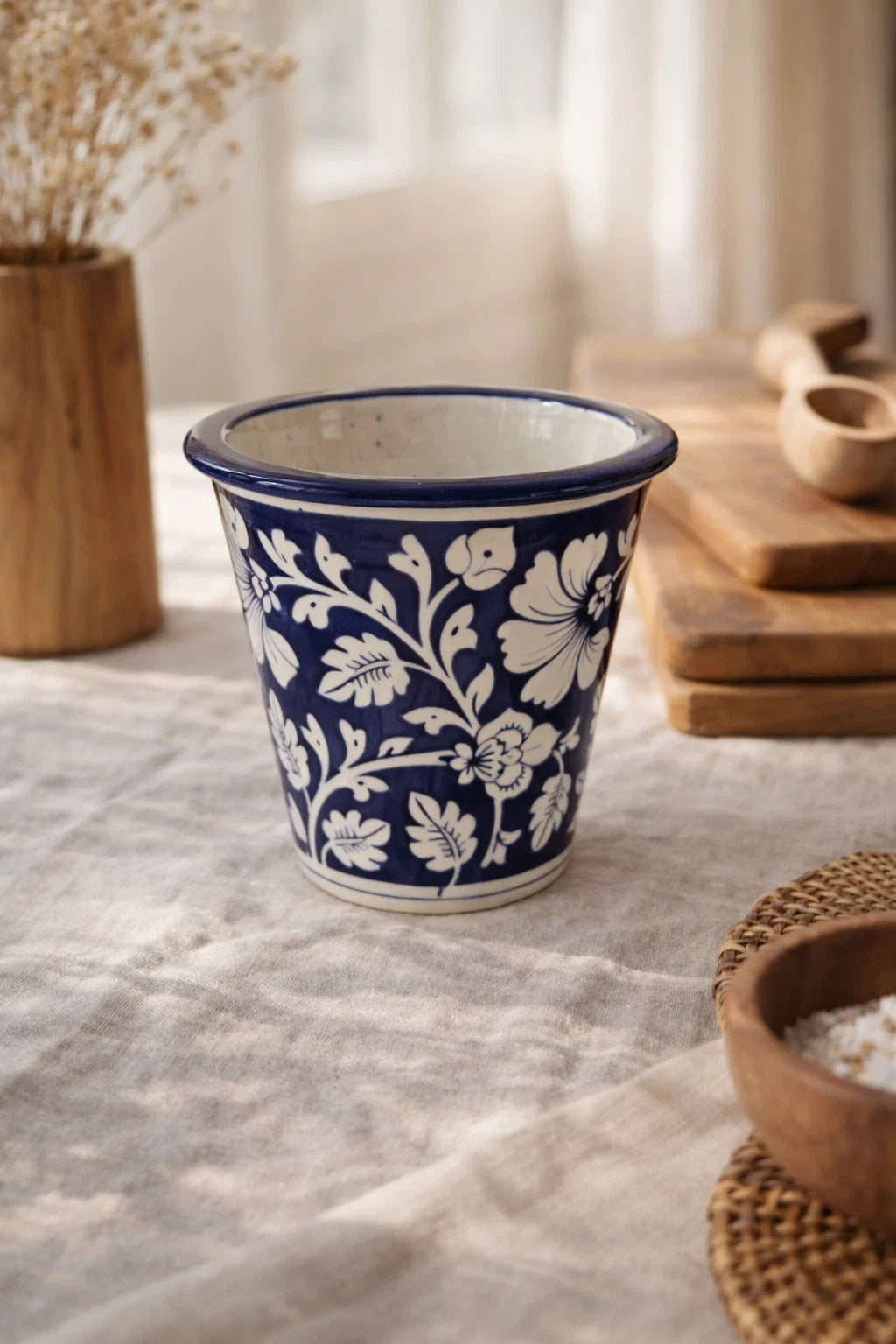 Handcrafted Blue Pottery Planter