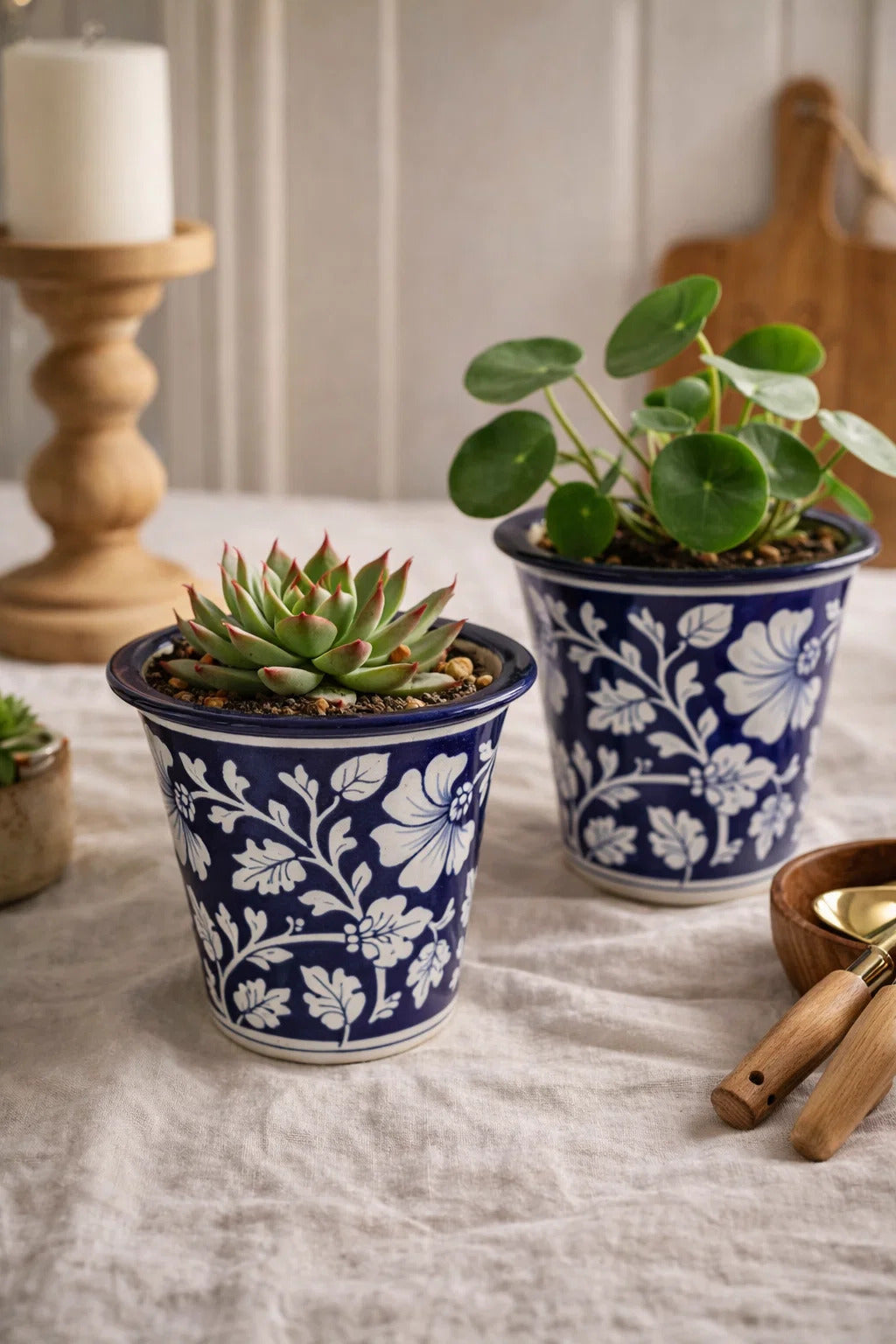 Handcrafted Blue Pottery Planter